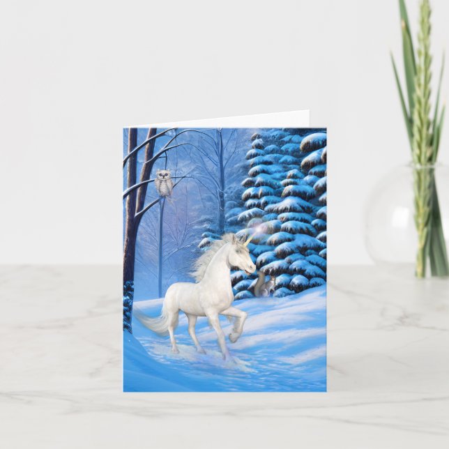 Christmas Unicorn fantasy fun christmas card (Front)