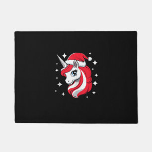 Christmas Unicorn For Girls Red Santa Hat Winter H Doormat