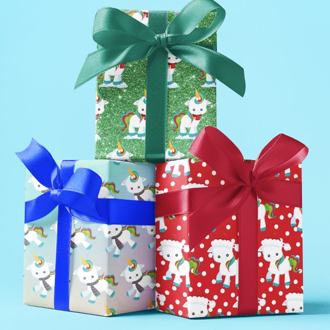 Christmas Unicorn Fun Pattern Wrapping Paper Sheets (Creator Uploaded)