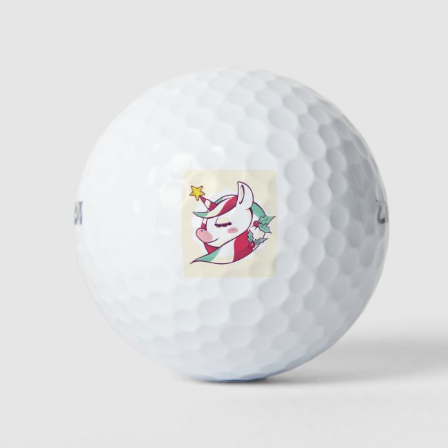 Christmas Unicorn Golf Balls