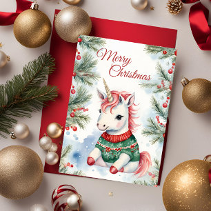 Christmas Unicorn Holiday Greeting Card