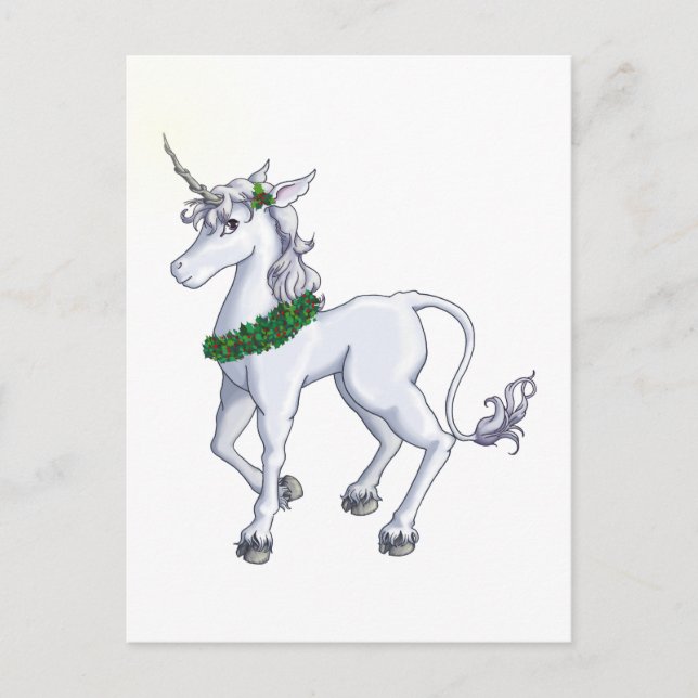Christmas Unicorn Holiday Postcard (Front)