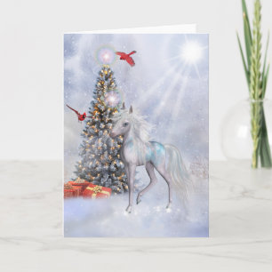 Christmas Unicorn in the Clouds Holiday Card