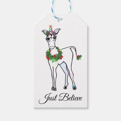 Christmas Unicorn just believe Gift Tags