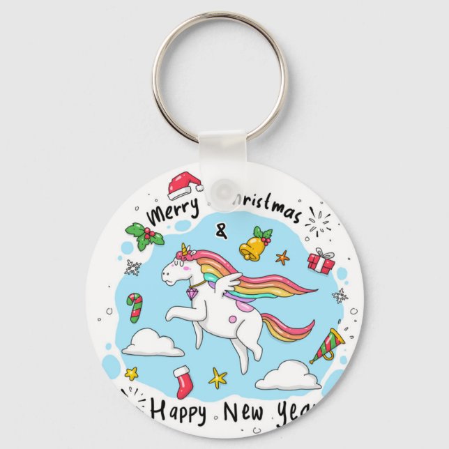 Christmas Unicorn Keychain (Front)