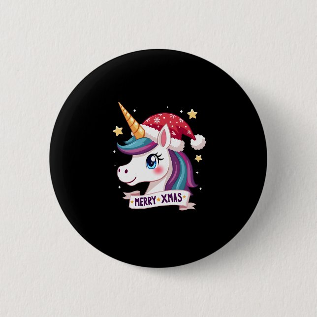 Christmas Unicorn Long Sleeve T-Shirt (1) Button (Front)