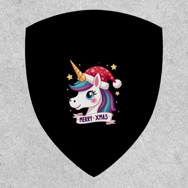Christmas Unicorn Long Sleeve T-Shirt (1) Patch (Front)