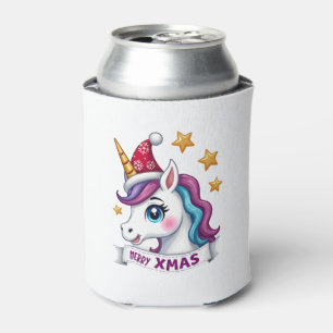 Christmas Unicorn Long Sleeve T-Shirt Can Cooler