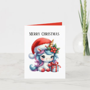 Christmas unicorn lovers add message holiday card