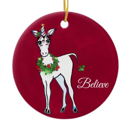 Christmas Unicorn magical fantasy  Ceramic Ornament