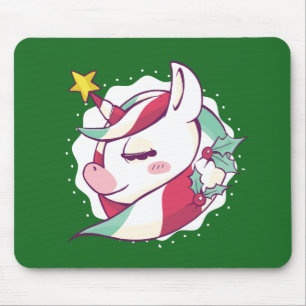 Christmas Unicorn Mouse Pad
