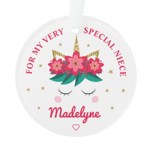 Christmas Unicorn Niece Gift Personalized Ornament