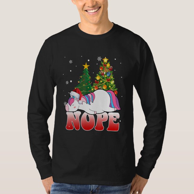 Christmas Unicorn Nope Tree  Unicorn   Xmas T-Shirt (Front)