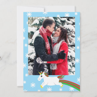 Christmas Unicorn Photo Frame Greeting Card