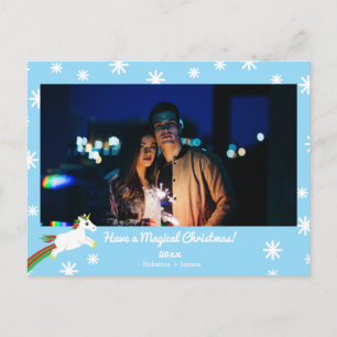 Christmas Unicorn Photo Frame Holiday Postcard