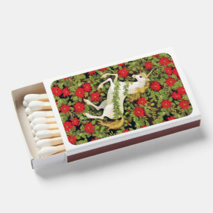 Christmas Unicorn Red Poinsettia Flowers Matchboxes