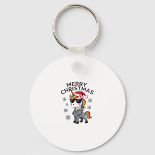 Christmas Unicorn Santa Hat T-Shirt (1) Keychain