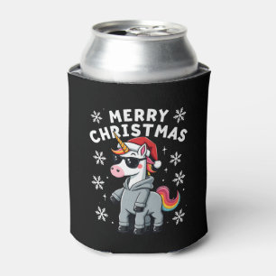 Christmas Unicorn Santa Hat T-Shirt (2) Can Cooler