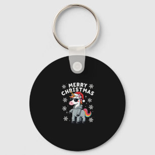 Christmas Unicorn Santa Hat T-Shirt (2) Keychain