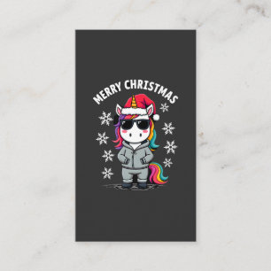 Christmas Unicorn Santa Hat T-Shirt (3) Business Card