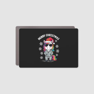 Christmas Unicorn Santa Hat T-Shirt (3) Car Magnet