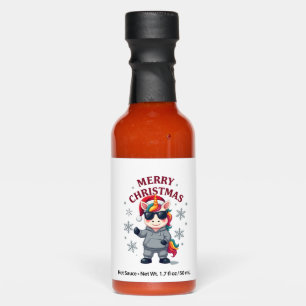 Christmas Unicorn Santa Hat T-Shirt Hot Sauces
