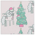 christmas unicorn santa whimsical winter holiday fabric