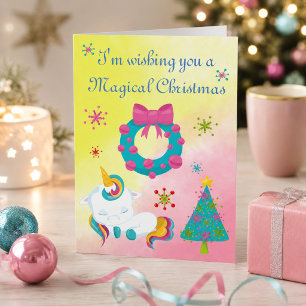 Christmas Unicorn Snowflakes and Wreath Cards
