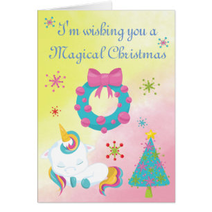 Christmas Unicorn Snowflakes and Wreath Cards