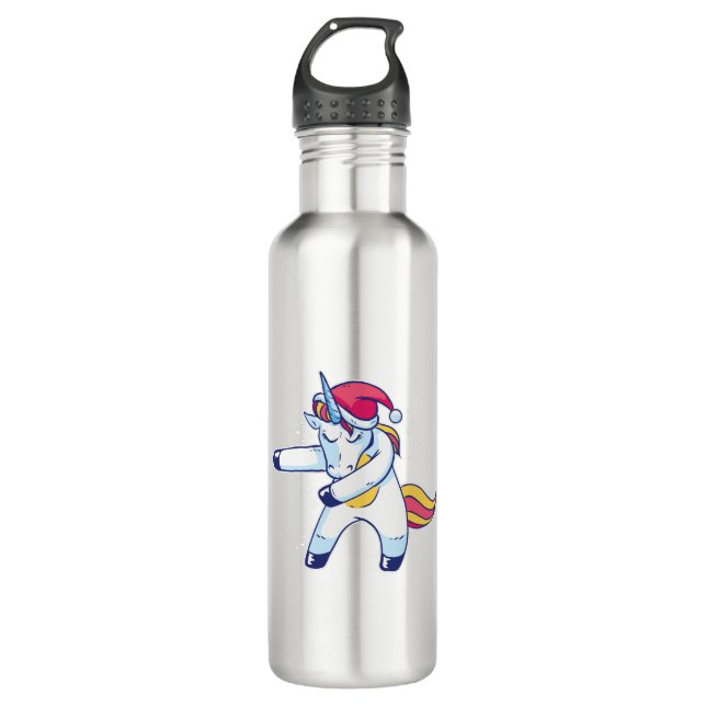 Christmas Unicorn Stainless Steel Water Bottle (Front)