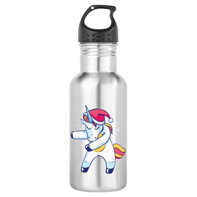 Christmas Unicorn Stainless Steel Water Bottle (Front)
