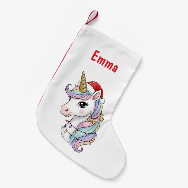 Christmas Unicorn Stocking (Front (Hanging))