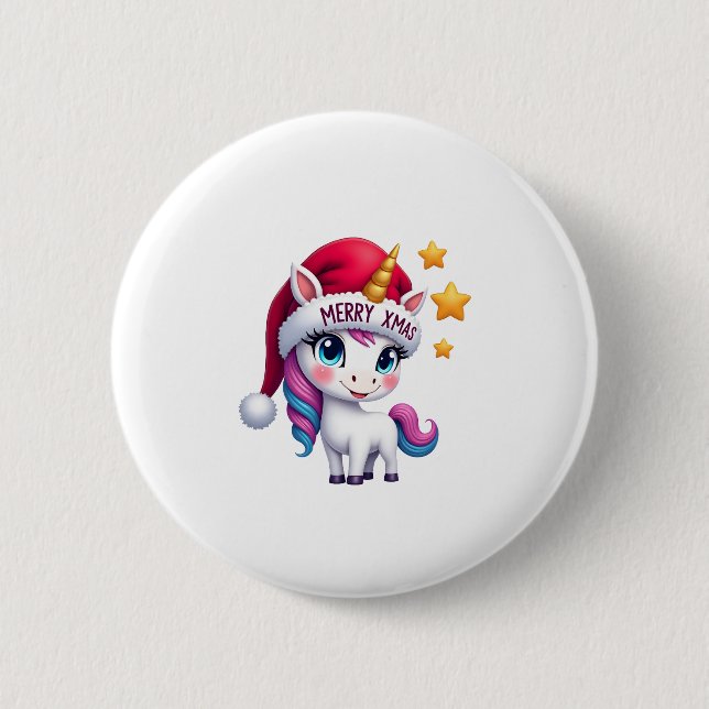 Christmas Unicorn T-Shirt (3) Button (Front)