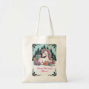 Christmas Unicorn Tote Bag