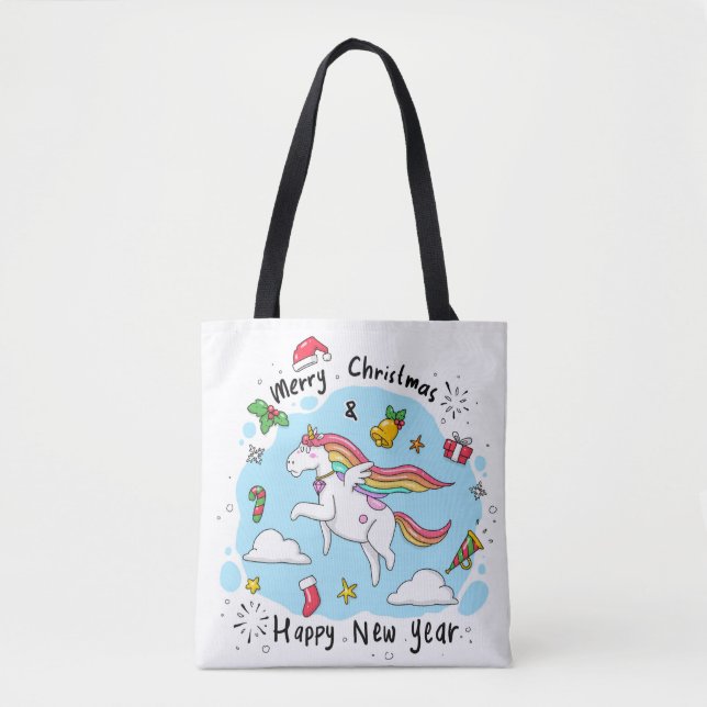 Christmas Unicorn Tote Bag (Front)