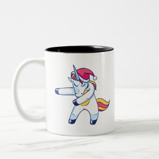 Christmas Unicorn Two-Tone Coffee Mug (Left)