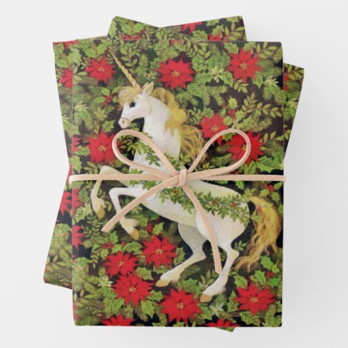 Christmas Unicorn Wrapping Paper Sheets