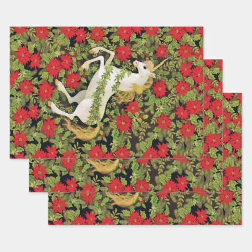 Christmas Unicorn Wrapping Paper Sheets