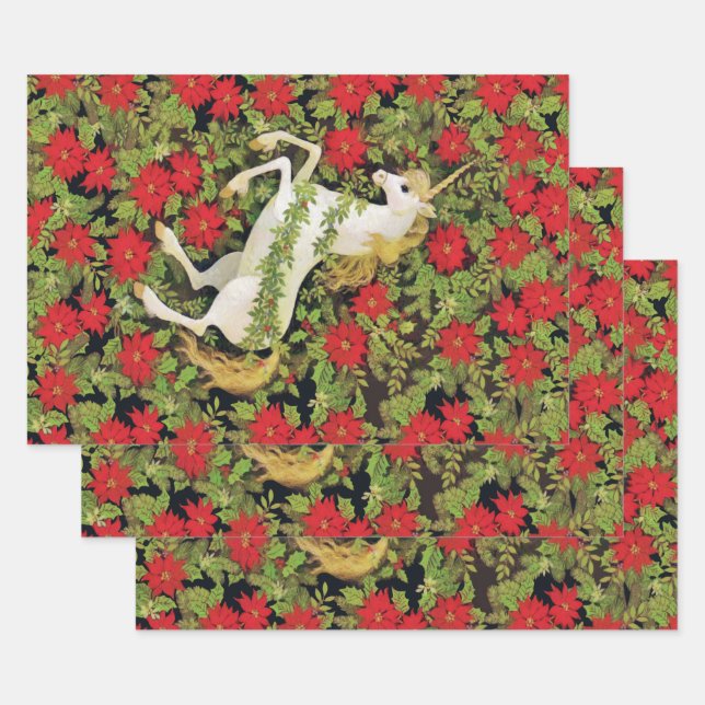 Christmas Unicorn Wrapping Paper Sheets (Set)