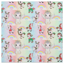 Christmas Unicorns and Rainbows Cute Kids Pattern