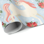 Christmas Unicorns Cute Modern Girly Floral Wrapping Paper (Roll Corner)