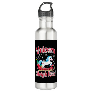 Christmas Unicorns Sleigh Ride Merry Christmas San Stainless Steel Water Bottle
