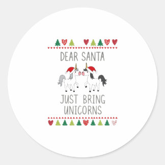 Christmas Unicorns Ugly Xmas Sweater Unicorn Lover Classic Round Sticker