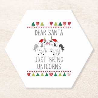 Christmas Unicorns Ugly Xmas Sweater Unicorn Lover Paper Coaster