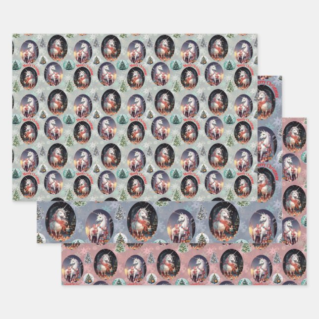 Christmas Unicorn's Wrapping Paper Sheets (Set)