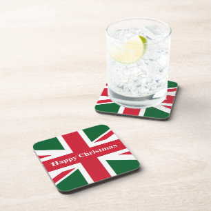 Christmas Union Jack Beverage Coaster