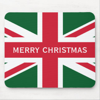 Christmas Union Jack ~  Red, Green and White Mouse Pad