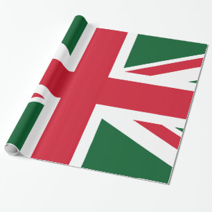 Christmas Union Jack ~ Red, Green and White Wrapping Paper