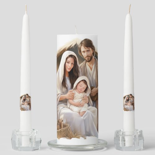 Christmas Unity Set Candles With Nativity Scene
