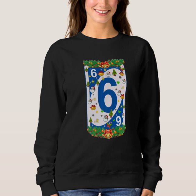 Christmas Uno Cards Xmas Tree Santa Wreath Snowfla Sweatshirt (Front)